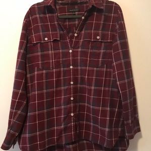 Burgundy/white/gray Banana Republic flannel